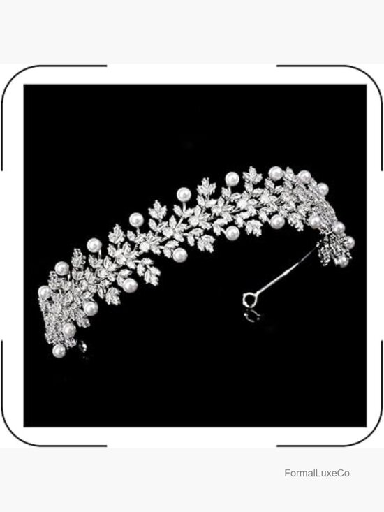 Leaf CZ Pearl Bridal Headband Tiara Wedding Hair Piece Bride main image 6